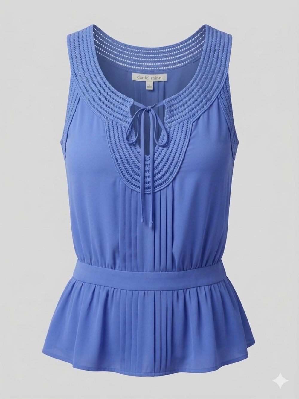 Daniel Rainn Periwinkle Sleeveless Pleated Peplum Top